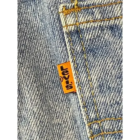 Levis Women's 28 Orange Tab Jean Shorts Distressed Light Wash Denim Raw Hem Mom - Picture 4 of 8